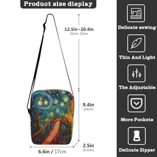 mens messenger bag crossbody men's shoulder bag Womens Casual Purses Adjustable Strap for School School- Style Starry Night Blue3