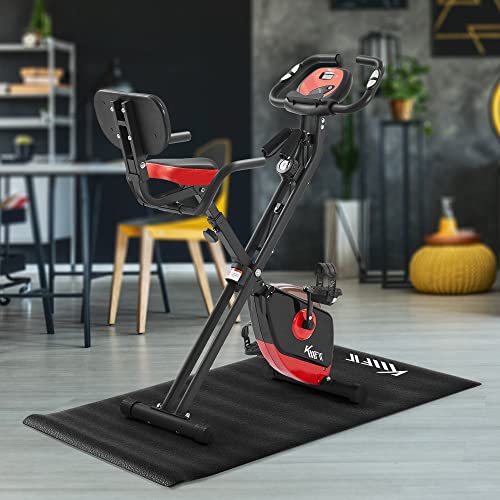 KM Fit 2in1 Heimtrainer Fahrrad mit LCD-Display | Fitnessbike klappbar | Hometrainer 16 Widerstandsstufen | Handpulssensoren | inkl. Bodenschutzmatte & Handy- Halterung – Bild 3