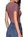 HOTOUCH Deep V Neck Tops for Women Sexy Low Cut Summer Ribbed Knit T Shirts Slim Fit Stretchy Basic Fashion Tees Fuchisa