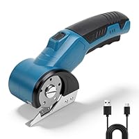 Kartonschneider Elektrisch, Elektrische Schere mit Elbstschärfender Klinge, 4.2V Cardboard Cutter mit LED-Licht & Ersatzklinge, Akku Schere für Pappe, Teppich, Stoff, Kunststoff