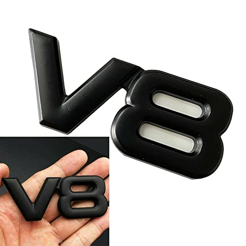 Image of 2pcs Metal Chrome V8 Vntage Car Trunk Tailgate Rear Emblem Badge Decal Stickers (Black)