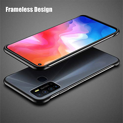 Image of REALCASE Infinix Hot 9 / Hot 9 Pro Back Cover Case | Slim Translucent Frameless Matte Hard Back Skin | Soft TPU Shock Proof Bumper Back Cover Case for Infinix Hot 9 / Hot 9 Pro (F-Black)