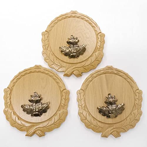 3 placas de cuña talladas de roble claro AF 16 cm con 3 hojas de roble, portada grande, tabla cuña, tabla de especias, cartel trofeo.