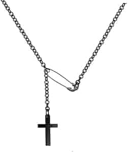 アクセサリー LAD MUSICIAN / SAFETY PIN CROSS NECKLACE LAD MUSICIAN / SAFETY PIN CROSS NECKLACE 1 / BLACK - LAD