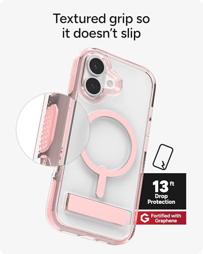 Image of ZAGG Santa Cruz Snap Case with Kickstand for iPhone 17 - Pink Sorbet, Drop Protection (13ft /4m), MagSafe Charging Compatible, ClearGuard Anti-Yellowing Technology, Scratch Resistant Phone Case