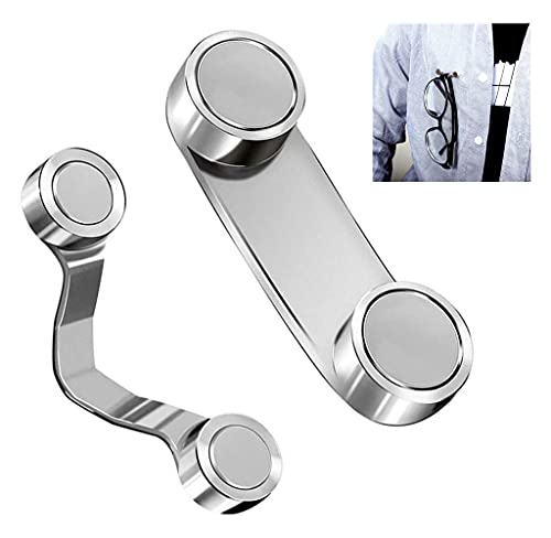 磁気ステンレススチールメガネホルダー. IDバッジホルダー.サングラスを保持するための磁気ブローチピン 安全眼鏡 読書用眼鏡 イヤホンワイヤー イヤホンとその他のガジェット