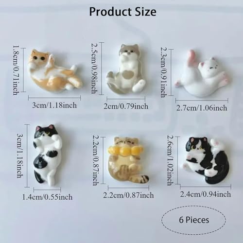 Image of 6PCS Stylish Fridge Magnets, Cat Themed Decorative Magnets for Refrigerator, Perfect for Kitchen Decor, Office, Gift (Multicolored)