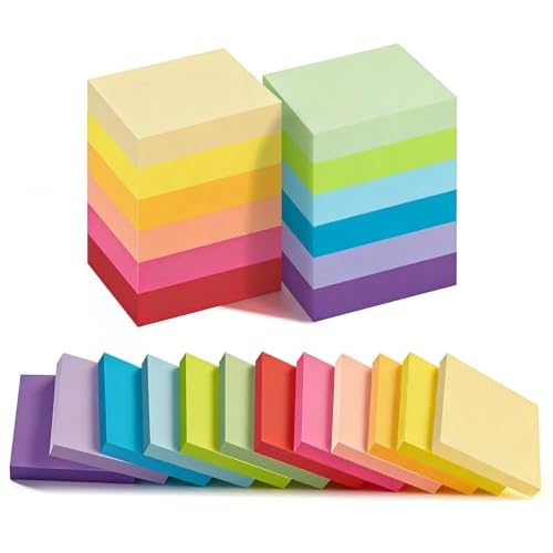 1200 Sheets Mini Sticky Notes - 2 x 1.5 Small Sticky Pads, Clean Removal, Bright Colors Self-Stick Pads - Colorful Notes for Office, Home, School (12
