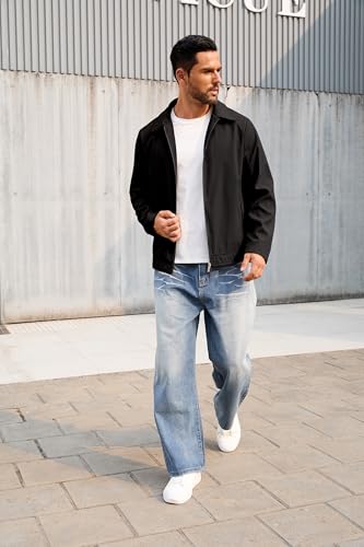 Image of QTE Lightweight Jackets for Men Casual Windbreaker Stylish Light Fall Spring Golf Work Dress Business Coat
