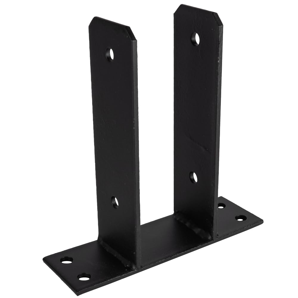 Heavy Duty Black Galvanised Bolt Down Pergola Post Support | Post Anchor Bracket | Fence Post Support Base (75mm)