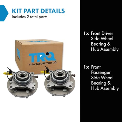 Image of TRQ Front Left and Right Wheel Bearing and Hub Assembly Set 2 Piece Compatible with 2018-2021 Ford Expedition 4WD 2018-2021 Lincoln Navigator 4WD