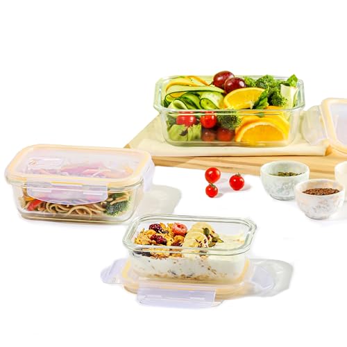 Image of CELLO Fit & Fresh Lunch Box Container Set of 3 Pcs For Daily Use, Clear | (370ml, 640ml, 1050ml) Microwave & Fridge Safe Toughened Glass Airtight Food Storage Tiffin Container For Travel & Office Use