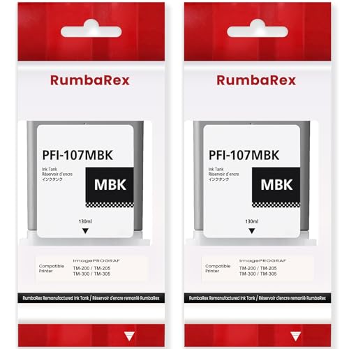 PFI-107MBK Ink Cartridge Matte Black 130ml 2-Pack PFI-107 Pigment Ink Tank Replacement for Canon PFI107 Ink Tank for imagePROGRAF iPF670 iPF680 iPF685 iPF770 iPF780 iPF785 Printer Ink | 6704B001AA