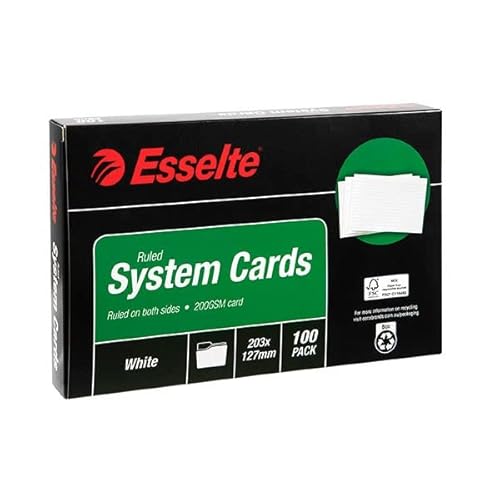 Esselte System Cards 203X127mm (8X5) White Pack100