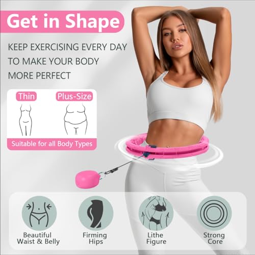 Leann L!fe U1-24 Knots Waist 47”, Magnetic Lock Weighted Hula Hoop for Adults Weight Loss, Infinity Hoop Plus Size, Children Adults Home Outdoors, Fitness Exercise, Abdominal Toner, Light Pink by Leann L!fe - Used condition - Image 2