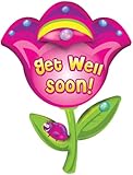 Get Well Soon - Globo de papel de aluminio de flores, 81 cm, flor de tulipán, decoración de fiesta para aire o helio