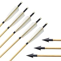 Lot De 24 Flèches En Bois 33" Pour Arc Long – Chasse Et Tir à L'arc – Encoches 8mm