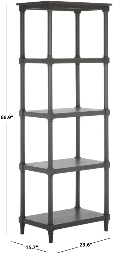 Transitional Gray Pine Wood 5-Tier Spindle Bookcase