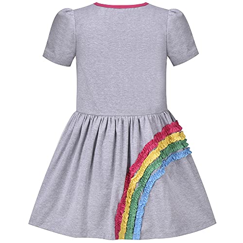 Image of Sunny Fashion Girls Dress Colorful Striped Knitted Cotton Stretch School