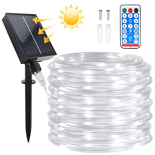 Micacorn Solare Tubo Luminoso, Solare Impermeabili Tubo Luci 22 Metro 8 Modalità 200 LED Luci Tubo Solari Esterno con Telecomando per Piscina Giardini Nozze Decorazioni Natalizie Feste