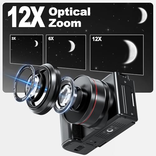 NBD 64MP Digital Camera for Photography, 4K DSLR Camera for YouTube with 3 inch 270 degree Flip Screen, 12X Optical Zoom, NBD N730 UK 2408 - Image 3