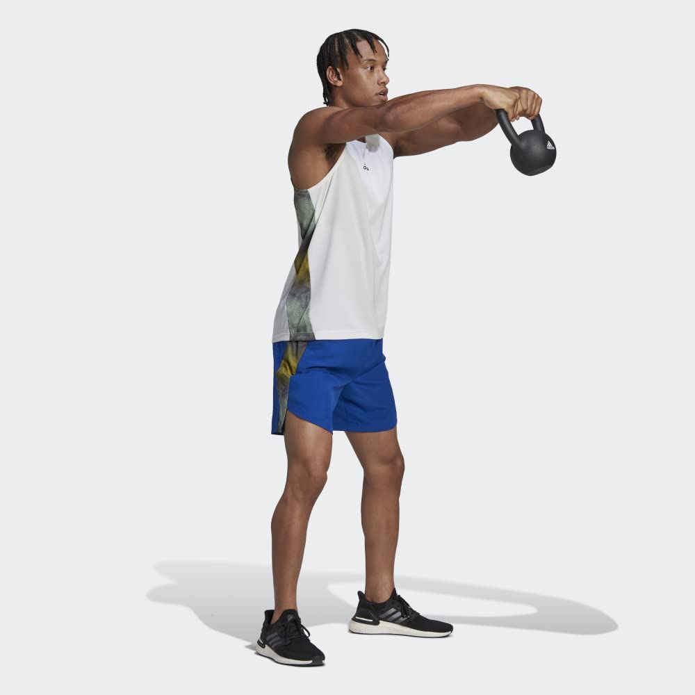 Adidas AEROREADY - Pantaloncini da Allenamento con Grafica a 4 movimenti ad Alta intensit, Team Royal Blu/Giallo Impatto, XL