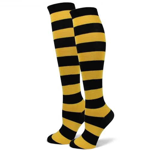 Image of PolyMedea Elite Quality Colorful Soft Cotton Women's Striped Knee High Socks
