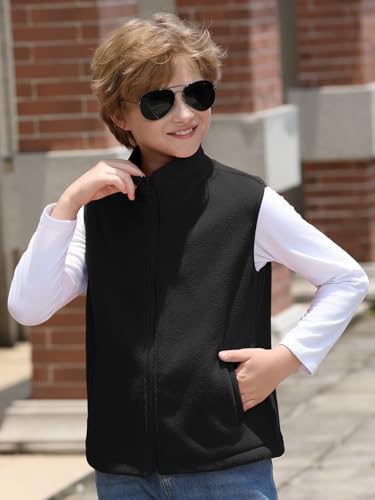 Haloumoning Boys Polar Fleece Vest Kids Full-Zip Lightweight Sleeveless Jacket Fall Winter Warm Outwear 5-14 Years2