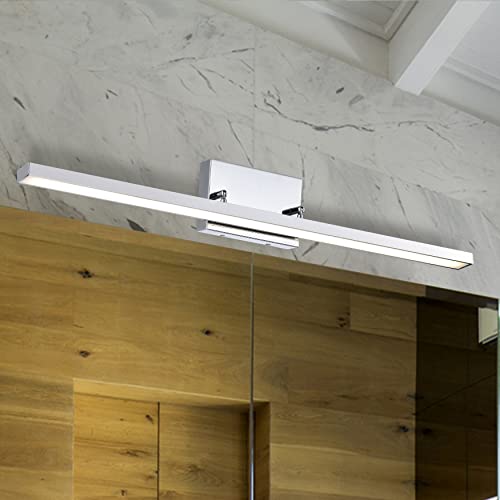 Image of 46-Inch Polished Chrome Modern Adjustable Vanity Light, LED Bathroom Light Fixtures, Vertical or Horizontal Wall Sconce, 35W 3000K 4000K 5000K Switchable 90CRI Over Mirror Rotatable Bath Bar