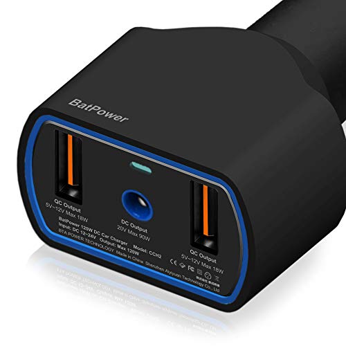 BatPower CCH2 UL Listed 120W 90W Laptop Car Charger Power Supply Adapter for HP Pavilion Envy Spectre X360 Split Slatebook Chromebook Streambook EliteBook USB QC 3.0 Fast Charge Tablet Smartphone - Thumbnail 3