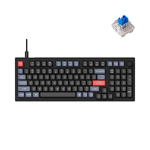 Image of Keychron V5 Wired Custom Mechanical Keyboard Knob Version, 96% Layout QMK /VIA Programmable with Hot-swappable Keychron K Pro Blue Switch Compatible with Mac Windows Linux Black (Non-Transparent)