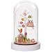 Produktbild Valery Madelyn Osterdeko Frühling Sommer Deko 19cm beleuchtet Glaskuppel LED Glasglocke Deko mit Lichterkette und Holzboden mit Frühling Schrift Batteriebetrieben Nachttischlampe