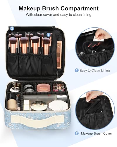 Image of Relavel Travel Makeup Case, Professional Makeup Artist Makeup Bag, Portable Makeup Train Case Organizer with Adjustable Dividers, Cute Cosmetic Bags Birthday Gifts for Girls and Women