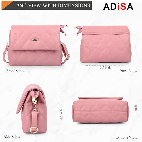 Image of ADISA Women's Girls Quilted Cross Body Sling Bag with Height Adjustable Belt (SL5169)