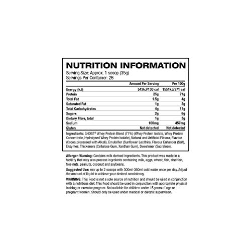 GHOST WHEY Protein Powder, Peanut Butter Cereal Milk 2lb, 26g of