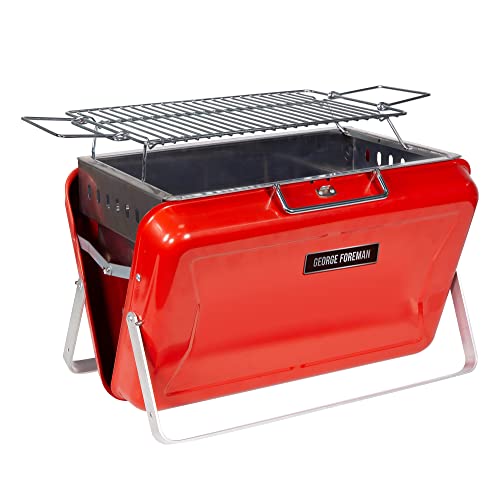 George Foreman Portable Charcoal BBQ, On-The-Go Toolbox...