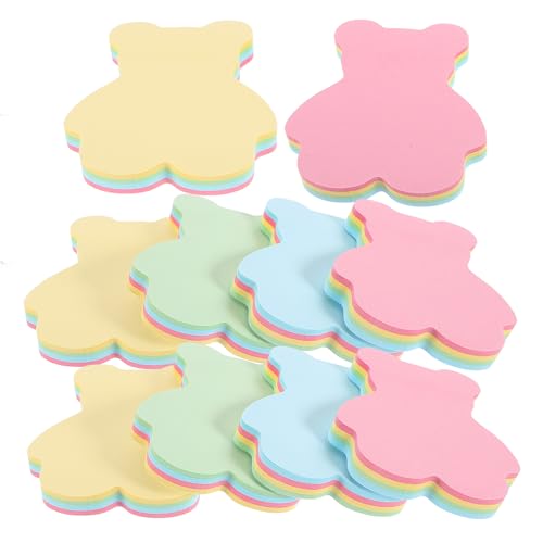 lurrose 彩色小熊強粘着メモパッド 冊 自粘便箋 可愛い動物型便利付箋 学校 オフィス用 留言備忘用ノート