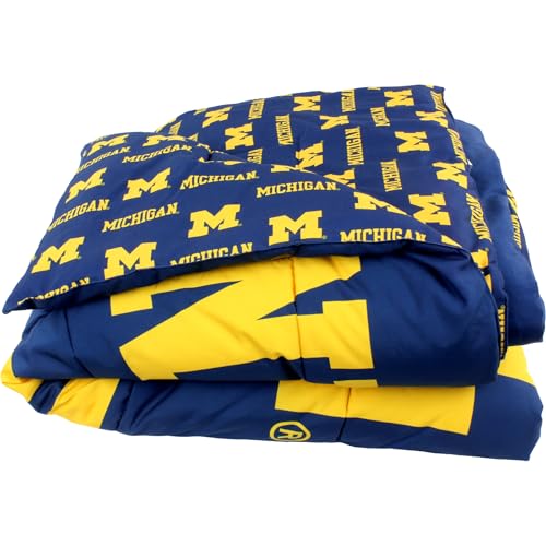 Image of College Covers Everything Comfy Michigan Wolverines Reversible Big Logo Soft and Colorful Comforter, Full