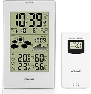 Youshiko YC9331 (Official UK 2023 Version) Wireless Weather Station, Radio Controlled Clock Indoor Outdoor Temperature Thermometer, Humidity, Barometric Pressure, Ice Alert