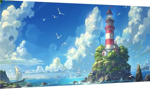 Diamond Art Kits for Adults Beginner Lighthouse, 5D Diamond Painting Kits Landscape, DIY Full Drill Painting Kit Art and Crafts for Adults, Hobbies for Women, Home Wall Decor Gifts 60x120cm 1-3278