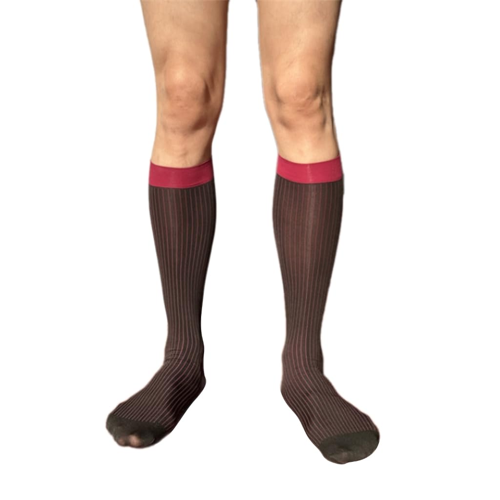 Sodeber Men's B B Silk Socks Thin Dress Sheer Business Soft Nylon Knee Highs Over The Calf
