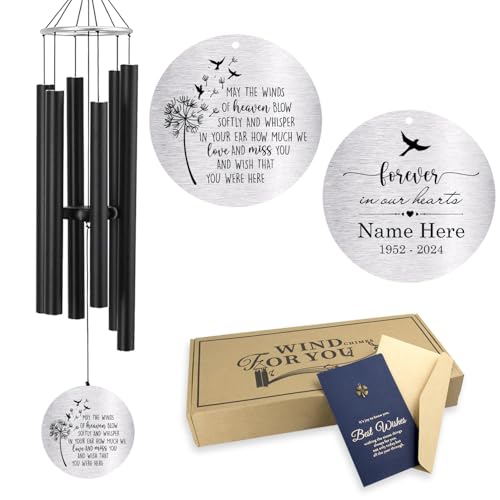Image of ASTARIN Personalized 30 inch Bereavement Wind Chimes for Outside, Memorial Gift in Remembrance of a Loved One, Sympathy Gift for Loss of Mother Father Husband, Garden Patio Decor