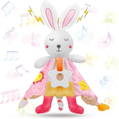 Petarms Baby Comforter Blanket for Newborn Toys - Babies Blankets Security Toy Girl Sensory Teething Comforters Soft Touch Tag Safe Snuggle Comfort for Boy Teether Gift 0-6 Months (Pink1)