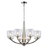 Modern Chandelier for Dining Room,8-Light Contemporary Chandelier Lighting,Brushed Nickel Pendant Lighting with Clear Glass Shade for Kitchen Island Living Room Foyer