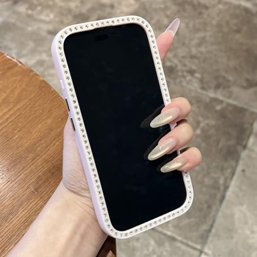 Coque iPhone 15 Pro Cyan en Silicone Antichoc Coque Strass de Luxe