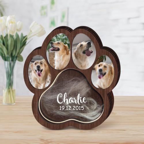 Caja de sombra conmemorativa con diseño de huella para guardar recuerdos de tu mascota 3