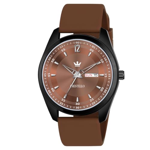 Image of CRESTELLO Silicone Strap Analog Wrist Watch with Day-Date Display for Men | 1 Year Warranty* | CR-BK205