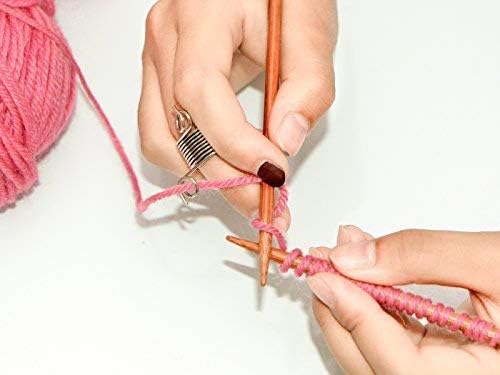 VinBee 6 Pack Knitting Crochet Loop Ring for Fingers 2 Size Crochet Ring Guide Finger Holder Knitting Thimble for Crochet Knitting Crafts Accessories Tool