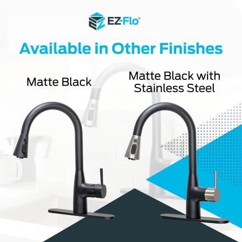 Ez-Flo Hampshire Single Handle Pull Down Kitchen Faucet, 1 Or 3 Hole Function, Matte Black And Champagne Gold, 10635 #TOP6