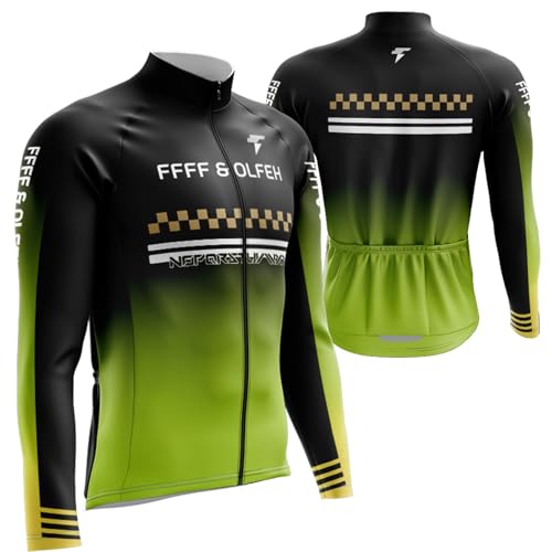 Maillot ciclismo manga larga hombre con bolsillos reflectantes lana invierno